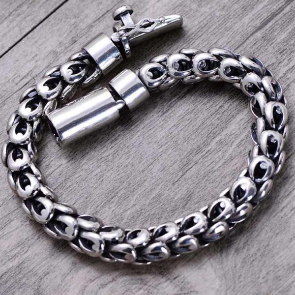 Chunky 925 Sterling Silver Dragon Link Chain Men Bracelet (058041)