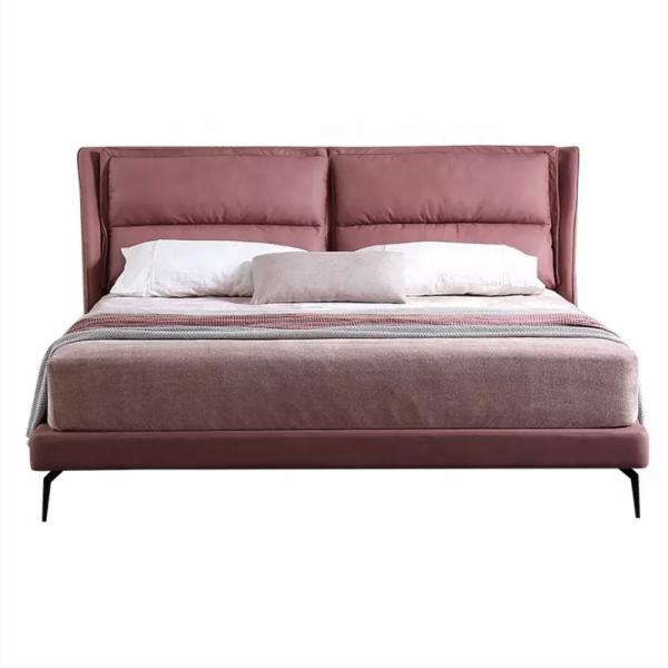 Breathable Queen Leather Upholstered Bed Multiscene Wear Resistant