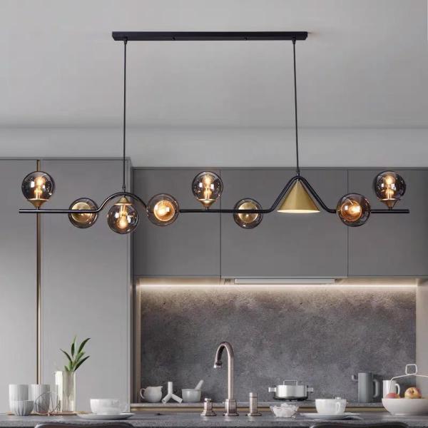 Gold Living Room Chandelier Glass Ball Hanging Lamp Modern Gold LED Pendant Light
