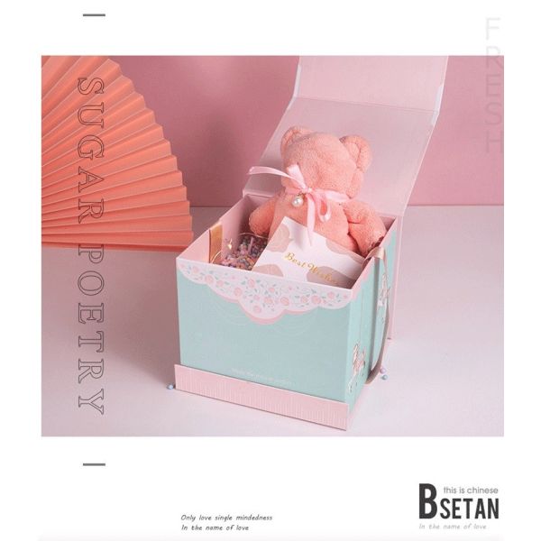 Подарочная коробка розового дня рождения картона дизайна феи подарочной коробки белого восхитительная упаковывая ориентированную на заказчика коробку