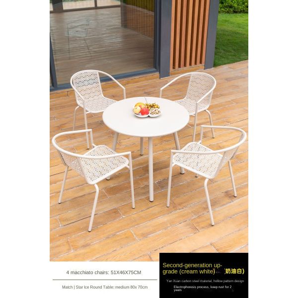 Stainless Steel Outdoor Metal Cafe Table And Chairs Set For Sun Protection