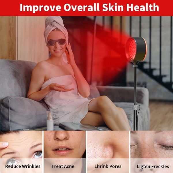 Remote Control Red Light Therapy Lamp with 660nm + 850nm Wavelength and 30W Power for Home Use