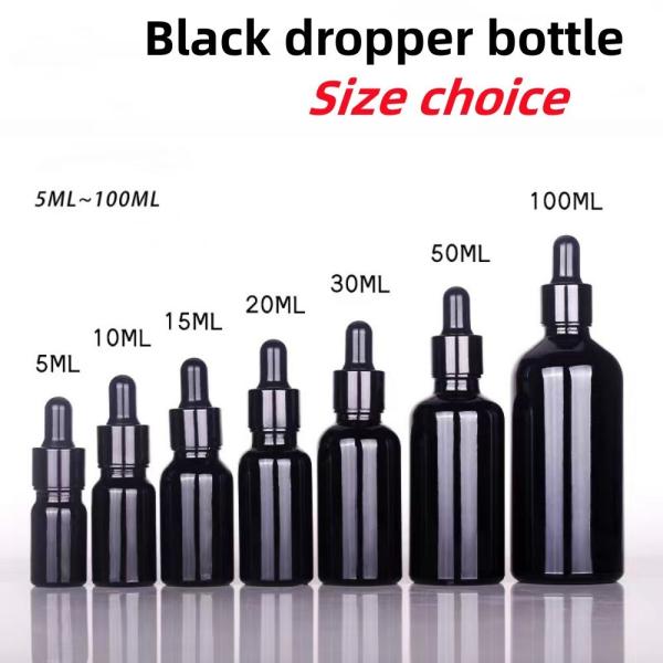 10ml 20ml 30ml 50ml Black Glass Dropper Bottle Bottle Essential Oil Glass Bottle Glass Bottle with child proof Dropper