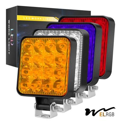 48W 16LED 4WD Quadrado LED luzes de trabalho fora da estrada luz de trabalho