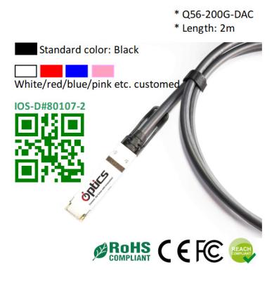 QSFP56-200G-DAC2M 200G QSFP56 para QSFP56 DAC cabo de ligação passivo direto 2M