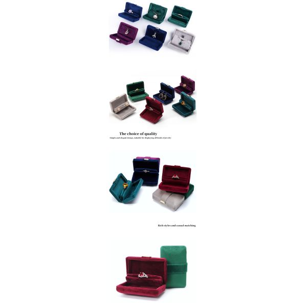 Logo personnalisé Hanhong de velours Luxe boîte de bijoux verte pour boucles d'oreilles Bracelet Collier Ring