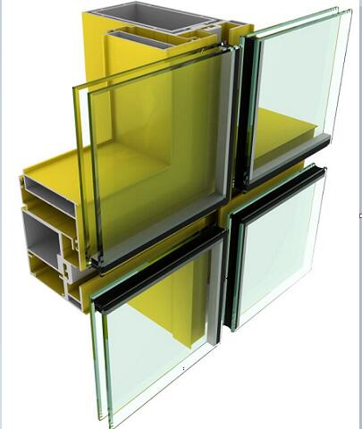 6063 Ventilated Thermal Break aluminium Curtain Wall profile Extrusions Mill Finished