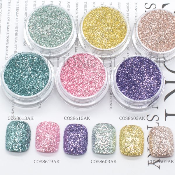 ODM Hexagon Loose Cosmetic Glitter Pigment For Nail Polish Pink Blue Purple Yellow