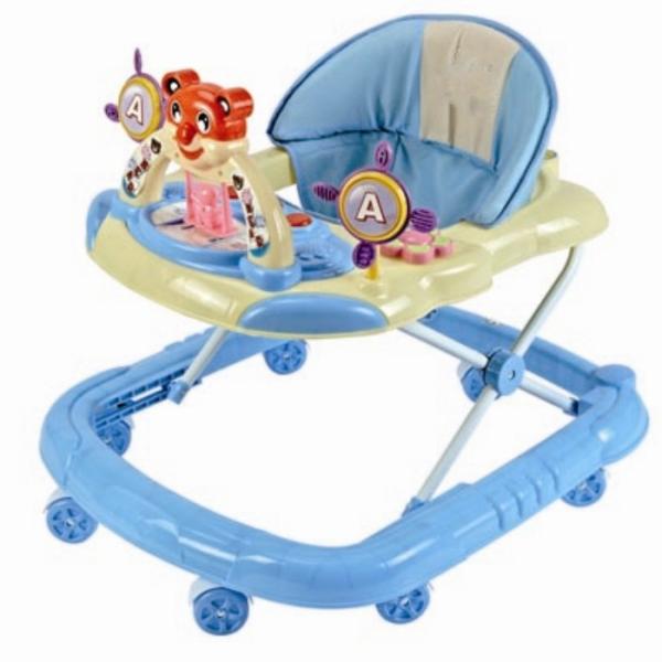 Plastic Pink Rolling Adjustable Baby Walker , Carton Baby Walker For Infant
