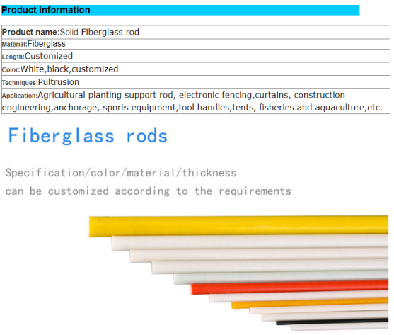 Iluminación de FRP Roces para la fibra de vidrio sólida eléctrica para agrícola