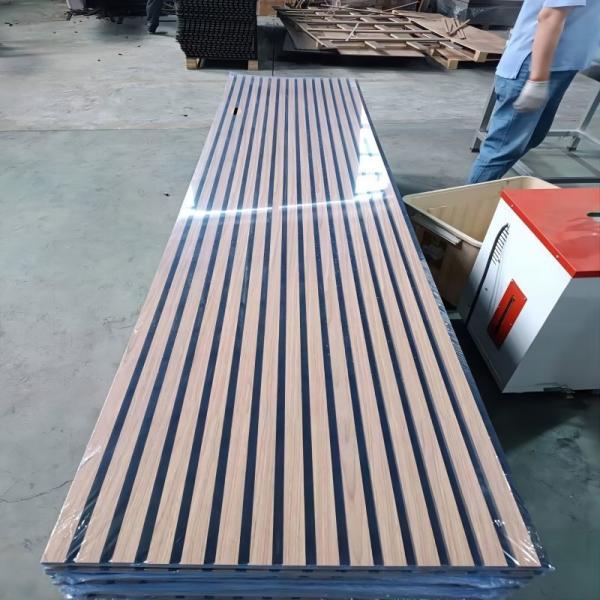 Factory Customized Internal Decorative Slat Wood And Pet Wall Slat Acoustic Wooden Polyester Panel For Stadium