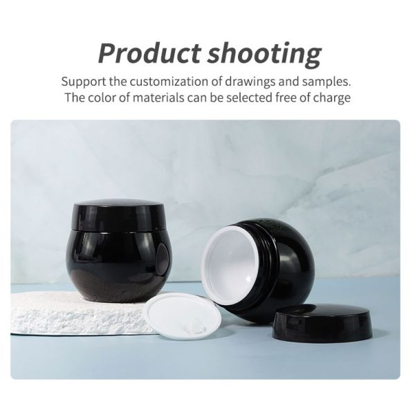 30 g/50 g tapa de plástico vacío helado negro exfoliante corporal mantequilla crema facial plástico recipientes cosméticos