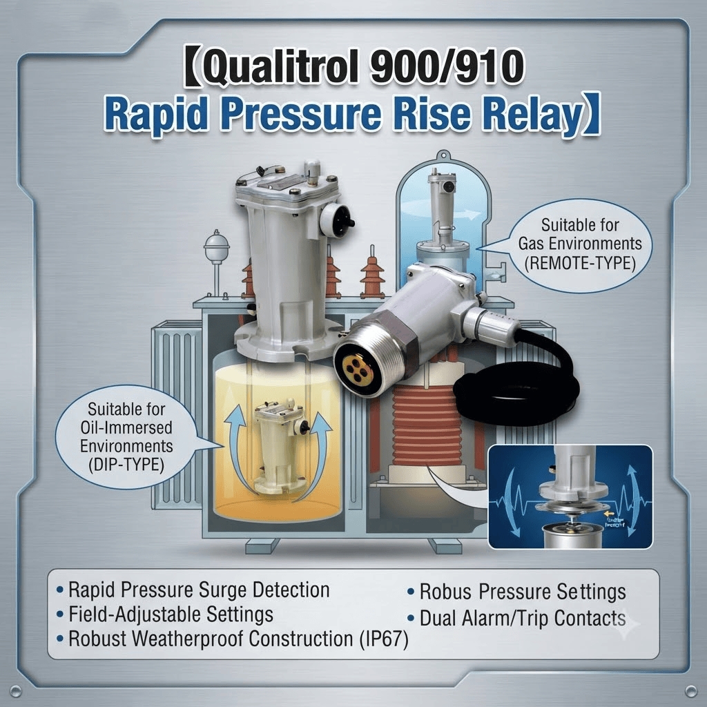 Qualitrol 900 910 Rapid Pressure Rise Relay Transformer Protection Oil Filled Transformer Pressure Monitoring Sudden Pressure Relay