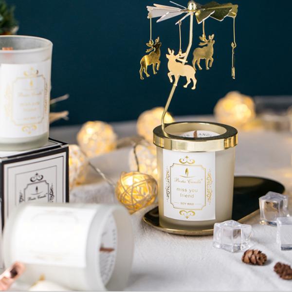 Wood Wick Soy Wax Home Scented Candles Frosted White Glass Jars Candle Holder