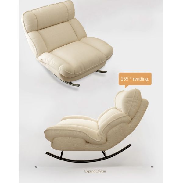 Custom Single Ergonomic Adjustable Upholstered Modern Wide Rocking Chair Comfortable Lazy Lounge Living Room Apartment Hotel