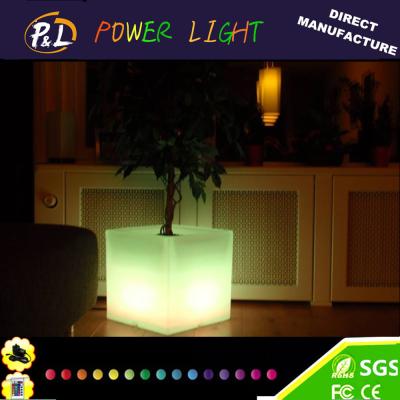 Plastic Glow LED Cubic Indoor&Outdoor Garden Flower Pot