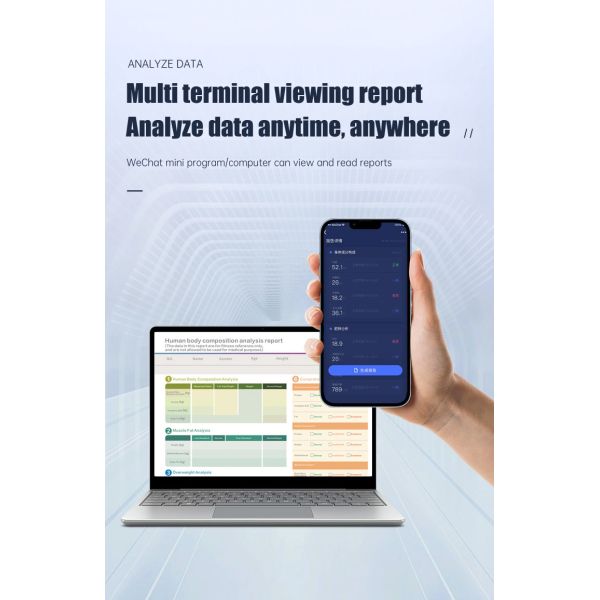 Hand Foot Electrodes 8 Point Multi Language QR Code Sharing Body Analyzer Machine