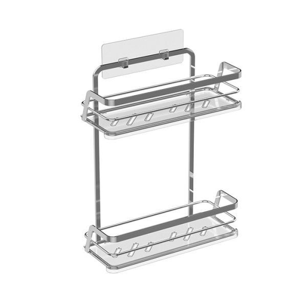Caixa de chuveiro de aço inoxidável montada na parede Cesto de fio de ferro para armazenamento de ferro doméstico