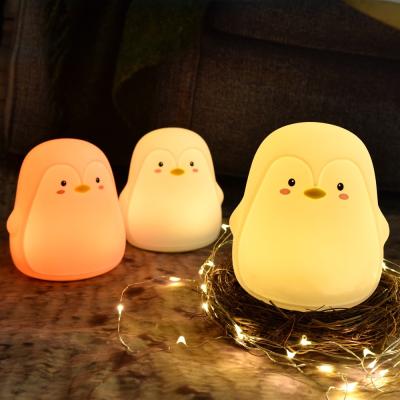 Luz morna macia Tabletop da lâmpada 0.8w da luz da noite do silicone do pinguim