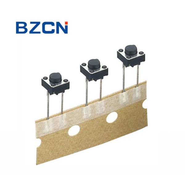 Taping Reel Long Sealed Tactile Switch 2 Pin Long Terminal Momentary Push Black Button
