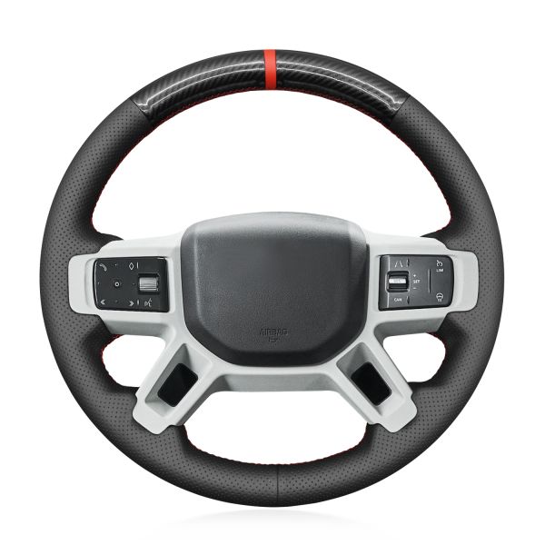High Quality Customized Hand Stitching Carbon Fiber Leather Steering Wheel Cover for Land Rover  Defender (L663) Discovery III