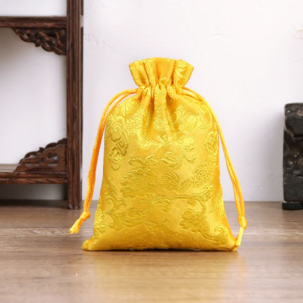 Customized Color Chinese Style Brocade Drawstring Bag for Customized Logo Jewelry Pouch