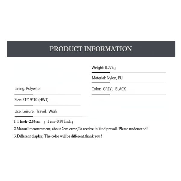 Nylon PU Anti Theft Crossbody Chest Sling Bags 19*10*31cm