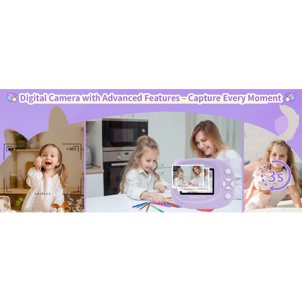 Rongta Instant Print Camera for Kids, Children Portable Camara Toy Birthday Gifts, Kids Toys, 2.4 Inch Screen Kid Digital Camera for Girls Boys 