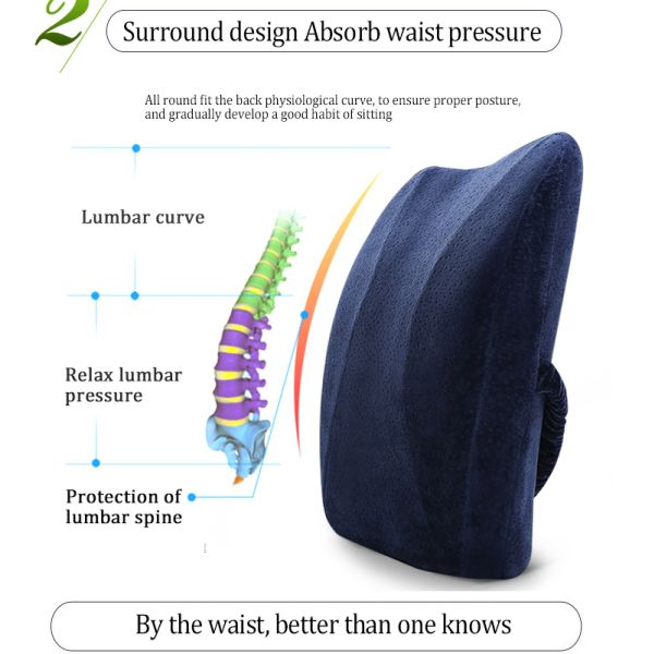 Comfortable Office Chair Memory Foam Lumbar Back Support Cushion for Lower Back Pain