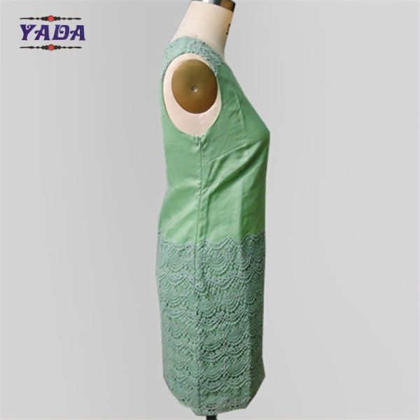 Высококачественные элегантные безрукавные зеленые девушки юбка линия летнее платье 2017 женские платья дамы с кружевом