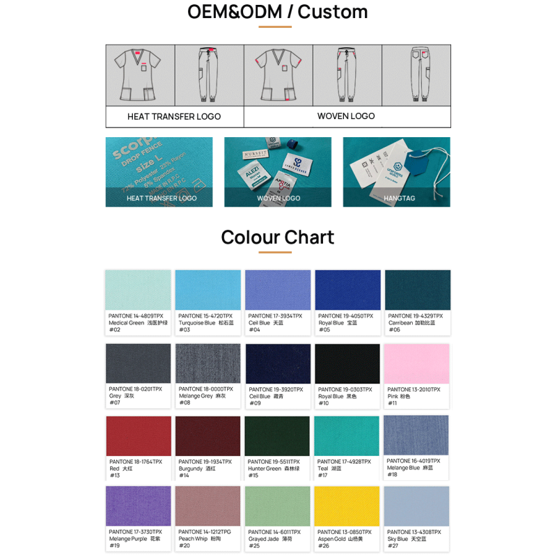 Custom Logo Fashion Srubs Medical Scrubs Uniform Suit V Neck Solid Nursing Set Tops Women's Medical Nurse Uniform Scrub Suit