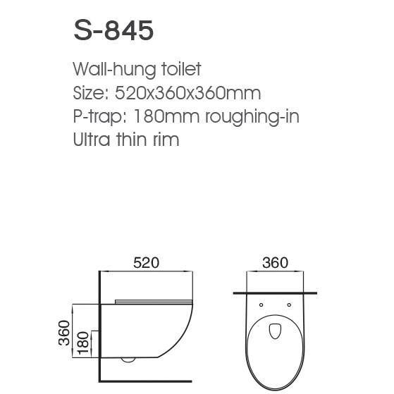 Modern Rimless Ceramic Wall Hung Toilet with Dual Flush