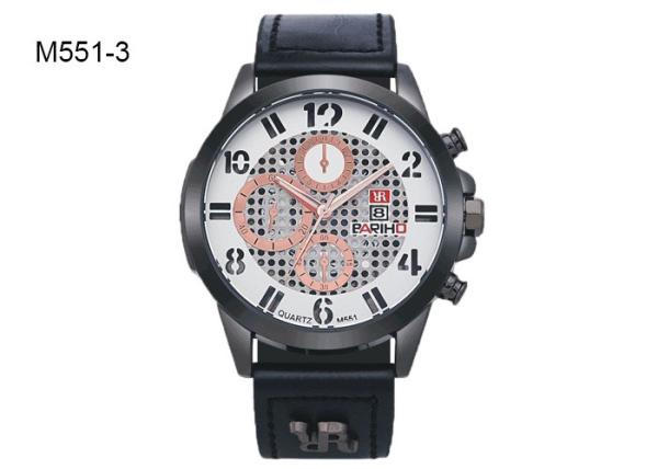 Chronograph Men's Quartz Watch  BARIHO  Wristwatch Leather Strap Analog M551