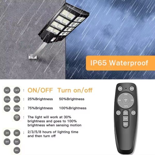 100W 10000MAH Solar Street Light with ABS Plastic Housing Motion Sensor and Dimming Mode for Maximum Energy Saving LED Solar Street Light