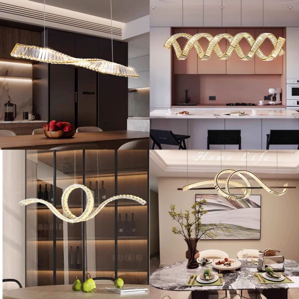 Lustre Moderne en Cristal de Luxe de Haute Qualité Éclairage Intérieur Suspensions Lampes