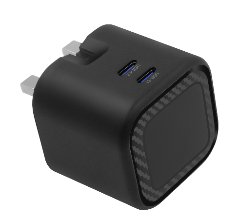 Cargador USB-C dual plegable de 45W, enchufe del Reino Unido, adaptador de carga rápida tipo C de 2 puertos