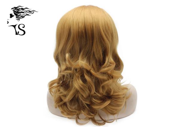 Women Curly Wavy Synthetic Lace Front Wigs Ginger Blonde Color Natural Looking