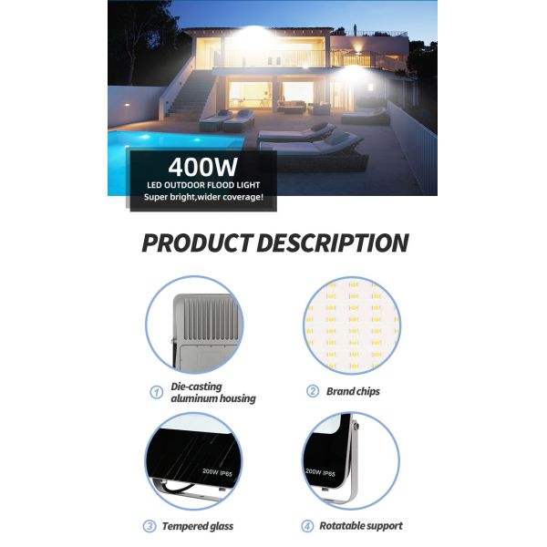 50w 200w Outdoor LED Flood Light Die Cast Aluminium Housing Smd Slim
