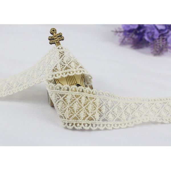 Отделка шнурка Эко дружелюбная вышитая с нейлоном Тюль шнурка хлопка для платья