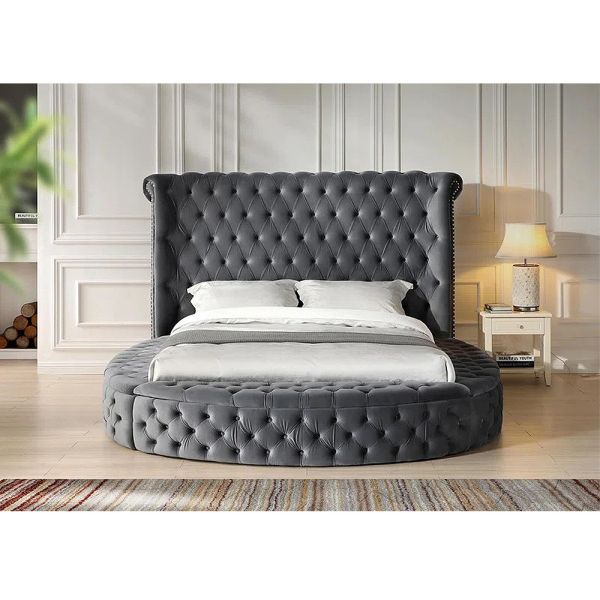 Cara Furniture Limited Factory direct velvet queen bedroom bed storage king round bed customizable bed room set