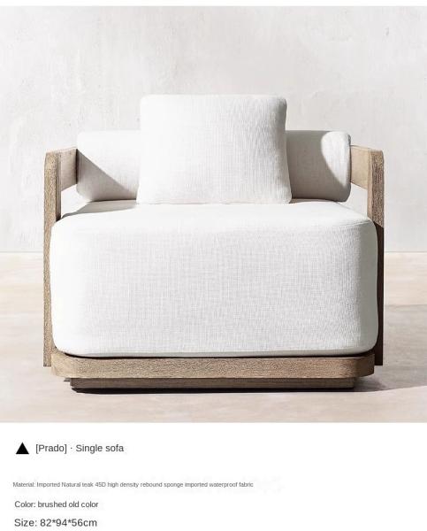 High End Nordic Garden Teak Sofa Lounge Chairs Set For Outdoor Villa Resort Furniture