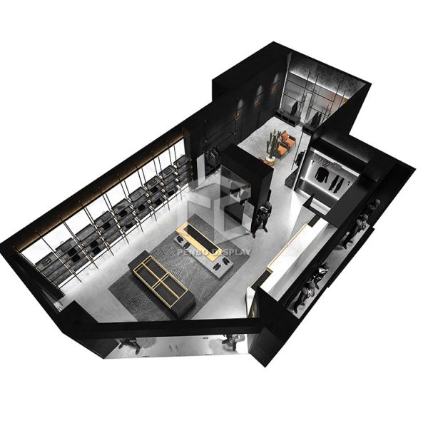 Customized Spay Painted Clothing Shop Display Furniture Garment Store Interior Design Counters Fittings