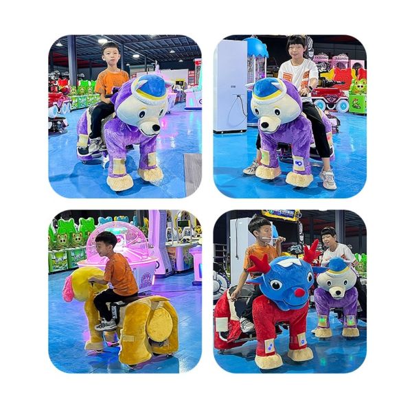 1 Player Funfair Wheel Ride Plush Animal Led Lights Kids Walking Toy