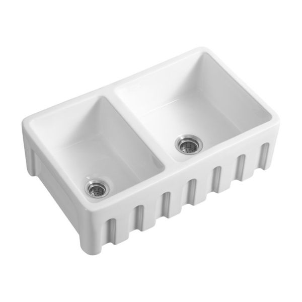 раковина загородного стиля огнеупорной глины кухонной раковины сельского дома шаров 33In двойная