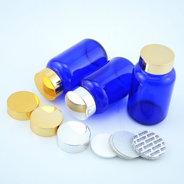 120ml 4oz Blue Plastic Pill Bottles , Wide Mouth Pharmacy Pill Bottles