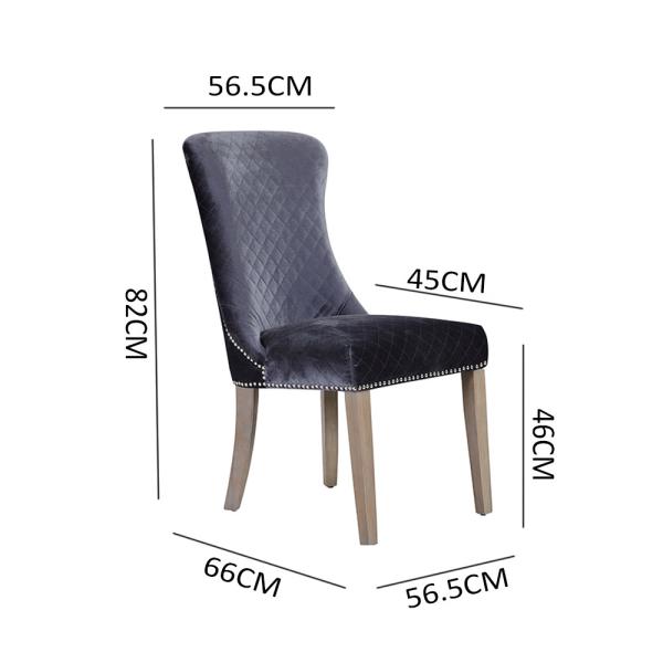 Apartment Nontoxic Grey Velvet Dining Chairs , Anti Abrasion Side Chair Upholstered