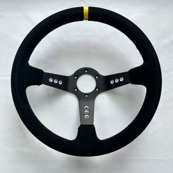 Custom Racing Rally Steering Wheel 90mm Deep Dish 350mm Black Suede 6061 Aluminum