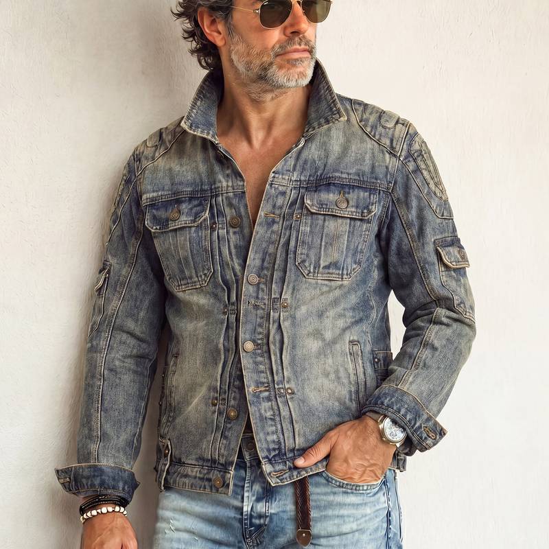 Multi Pocket Daily Fabric Hem Stone Wash mens denim jacket wholesale Long Sleeve Autumn 2026 Custom (JK764)