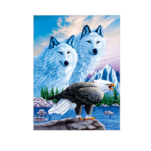 Animal 3D Lenticular Pictures For Office Decoration / 3D Wolf Picture
