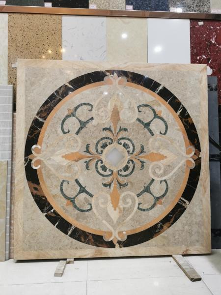 Deluxe Interior Lobby Water Jet Medallion Flower Marble Petterns Decorative Wall